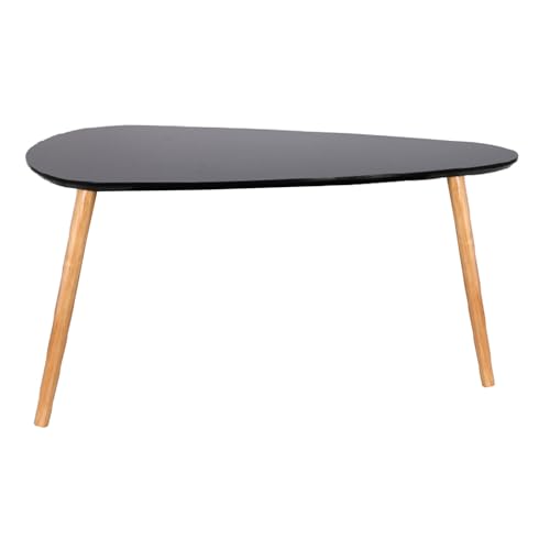 HOME DECO FACTORY - HD6404 Table Gigogne en Bois Design Galet - Duo de Tables - Composition Pin MDF - Dimensions 80 x 50 x 40 cm et 70 x 35 x 45 cm - Couleur Noir