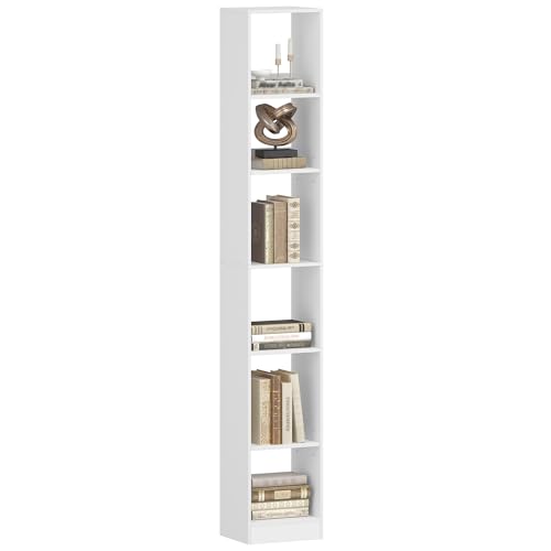 Miniatura 8 de Hzuaneri Librería De 6 Niveles, Estantería Libros, Para Salón, Estudio, Oficin, Dormitorio, Estilo Escandinavo, 24 X 30 X 183 Cm, Blanco Bc09603x