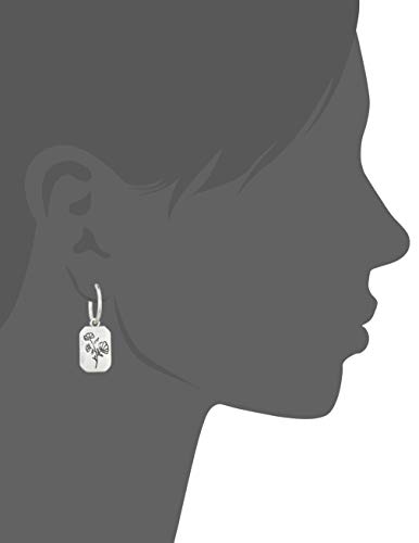 Lucky Brand Silver-Tone Flower Rectangle Charm Hoop Earrings2