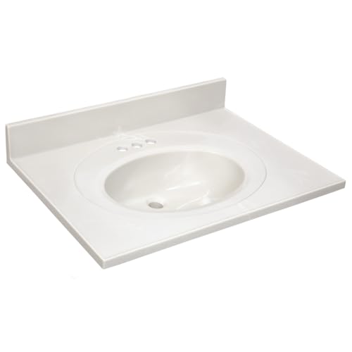 Image of Design House Vanity Top with Sink, 4 in Backsplash, Cultured Marble, Centerset, Ivory, 31 in W x 22 in D x 11.09 in H, 586321