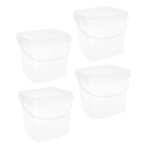 iplusmile 4 Piezas Cubos Plásticos Cuadrados Tapa Transparente Apilables Cubos Alimentarios Versátiles para Almacenamiento de Alimentos Pintura y Uso Doméstico Aptos para Cocina Garaje y
