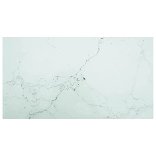 homiuse Tablero de mesa blanco 120 x 65 cm 8 mm vidrio templado en aspecto de mármol rectangular escritorio vidrio templado parte de la mesa de repuesto para mesa de comedor, mesa de café, mesa de