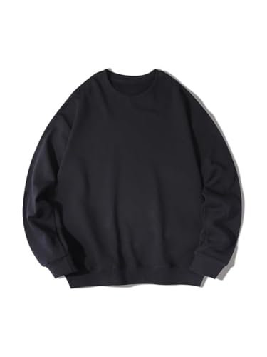 EMMIOL Men's Crewneck Sweatshirt Long Sleeve Hip Hop Fleece Pullover Vintage Sweatshirt Street Fashion Sweatshirts