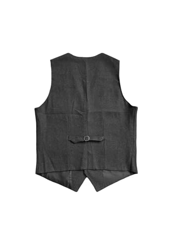 Boys' Formal V-neck Suit Vest 5-button Wool Blend waistcoat with Adjustable Back Strap3