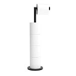 Free-standing Toilet Roll Holder, Stainless Steel Bathroom Roll Holder Stand, Anti Rust Pedestal Toilet Paper Storage Dispenser