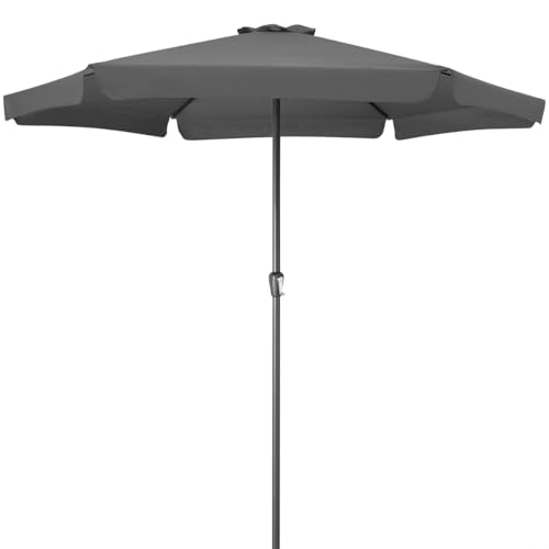 Kingsleeve® Sombrilla de Jardín Ø 330cm Protección UV 80+ Repelente al Agua Manivela Parasol Balcón Terraza Antracita
