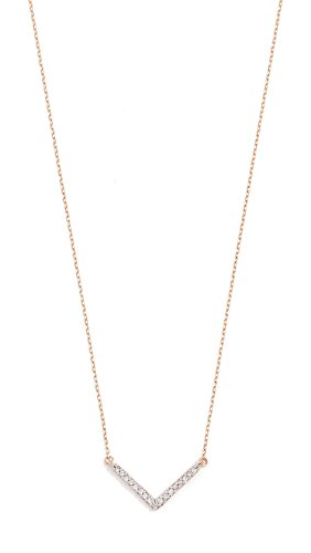 Adina Reyter Tiny PavÃ© Diamond V Necklace in 14k Yellow Gold