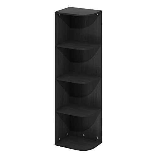 Image of Furinno Pasir 4-Tier Corner Open Shelf Bookcase, Blackwood