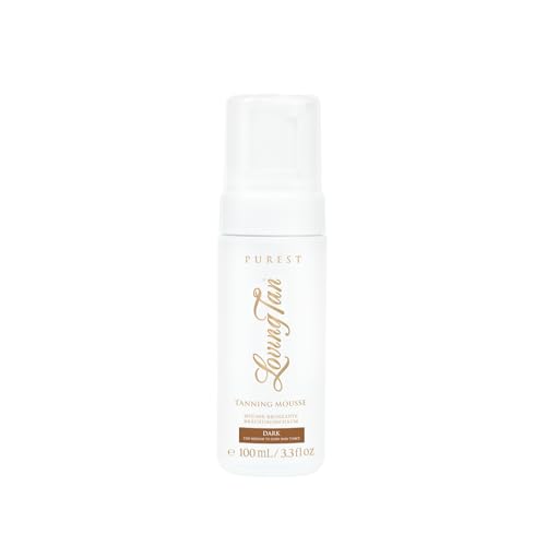 Loving Tan Purest Tanning Mousse, Dark - Sunless Tanner Made From 97% Certified Organic & Naturally Derived Ingredients - Up to 5+ Self Tan Applications Cruelty Free, Vegan - 3.3 Fl Oz