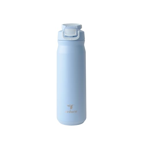 REDUCE 24 oz Hydrate Pro Stainless Steel Insulated Water Bottle - Flip Top Leak-Proof Lid, Dishwasher Safe, BPA-Free, Dual Wall Vacuum, Keeps Drinks Cold for 48 Hrs, Cup Holder Friendly - Glacier