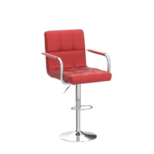 Image of Yaheetech Bar Stools Set of 4, Swivel with Backs, Adjustable Height, Red
