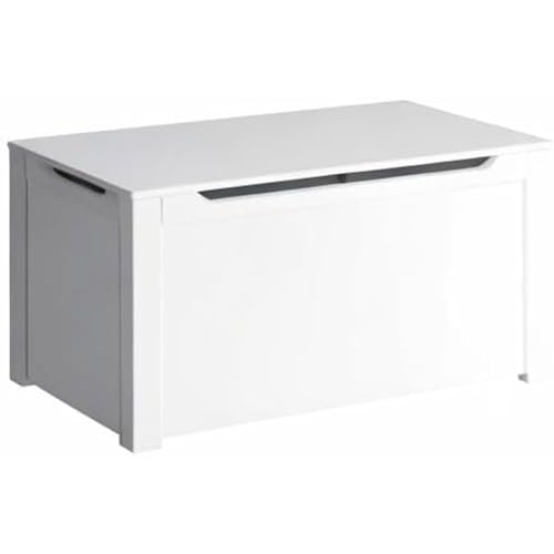 Sturdis Wooden Toy Box, Spacious Storage and Organization Bin, Toy Storage Organizer for Living Room Area, Playroom, Kids Bedroom, or Basement, White