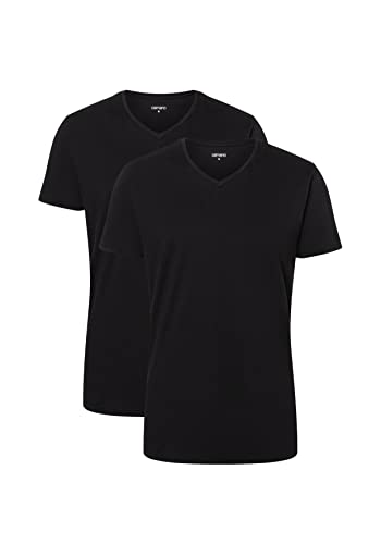 T-shirt col en V homme noir XL Camano parfait du bureau aux sorties décontractées