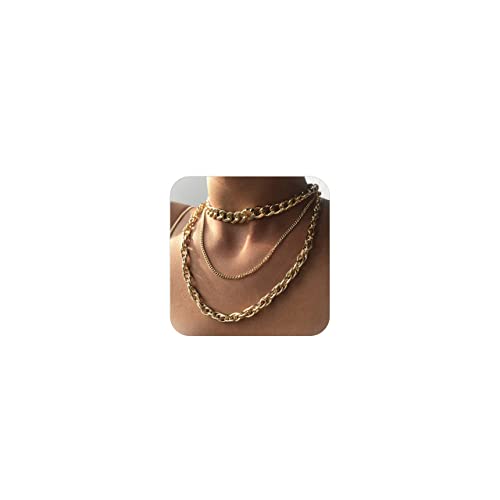 Your Always Charm Chunky Gold Necklace for Women Trendy Gold Cuban Link Chain Statement Necklace Vintage Heavy Metal Thick Chain Necklace for Women Summer Concert Outfits for Women 2024