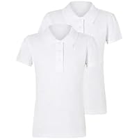 Listers Schoolwear (Pack of 2 Girls White School Polo Shirt Age 3-16 100% Cotton School Plain P.E.