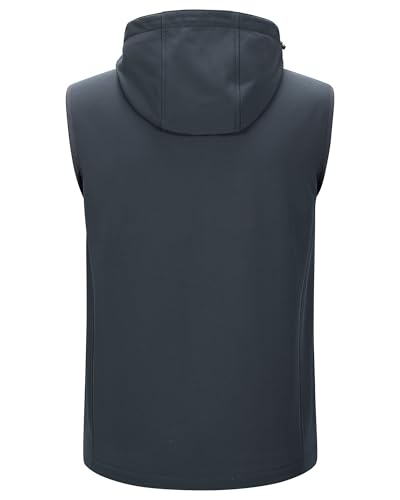 Image of 33,000ft Men's Lightweight Softshell Vest Hooded Outerwear Zip Up Fleece Lined Windproof Sleeveless Jacket for Golf Running