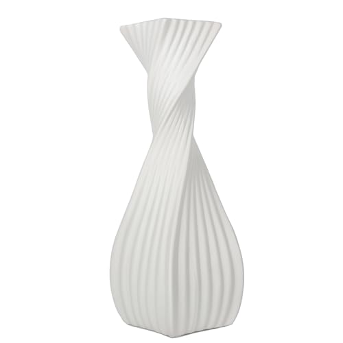 Large White Ceramic Flower Vase - 15.7 in Tall White Floor Vases for Decor Living Room Modern Minimalist Vase for Branches and Dried Flowers,Decorative Fireplace Bedroom Kitchen