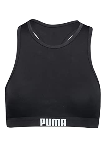 PUMA Con Espalda Cruzada, Parte Superior De Bik Mujer, Negro, XS