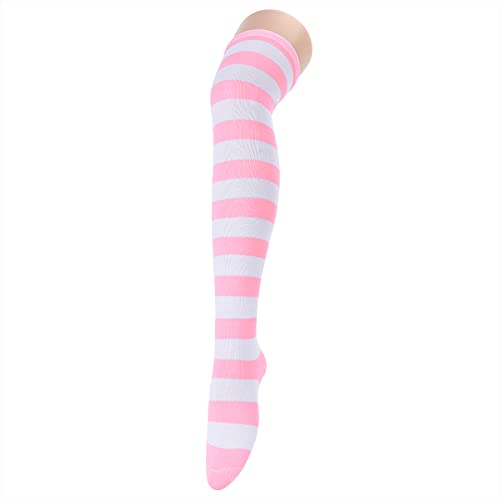 Image of Zando Womens Stripes Thigh High Socks Thigh Highs Casual Knee High Stockings