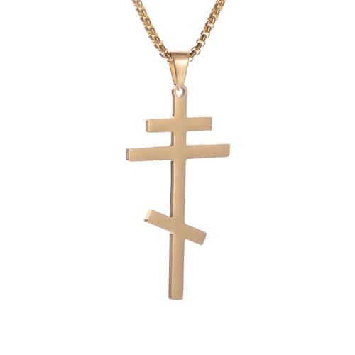 Collier croix orthodoxe russe chaîne épaisse idée cadeau spirituel mixte