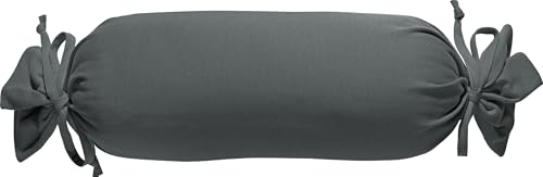 Erwin Müller Nackenrollenbezug Interlock Mako-Jersey - Serie München - perfekte Passform, formstabil, bügelfrei, mit Bindeband - anthrazit Größe 40x15 Ø