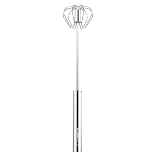Image of NileHome Stainless Steel Whisk 10 inch Semi-Automatic Rotary Kitchen Whisk Kitchen Wisk Wire Whisks for Cooking, Whisking, Blending, Beating, Stirring