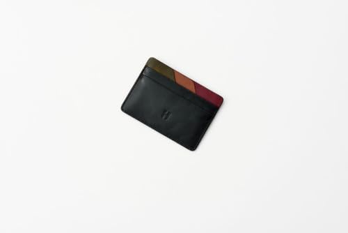 Wallet for Men, Slim Minimalist Card Holder, 6 Card Slots, Main Pocket, Full-Grain Handcrafted Front Pocket Leather, Gift Box - Pouch for Christmas & Birthday, Black (Plus Colors)4