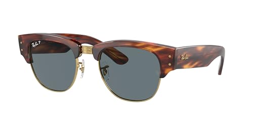 Ray-Ban RB0316S Sunglasses Bundle: RB 0316 S MEGA CLUBMASTER 954/3R Striped Havana/Dark Blue Polar Crystal Polarized and Eyewear Cleaning Kit