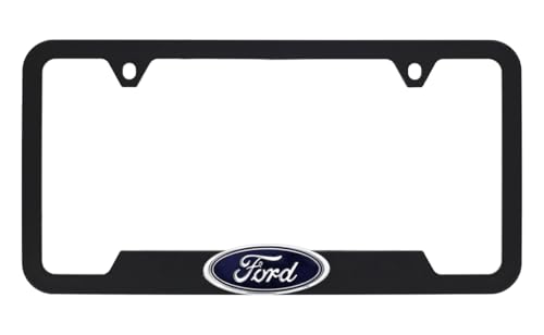 Ford 3D Badge Logo Black ABS Plastic License Plate Frame Holder 2 Hole