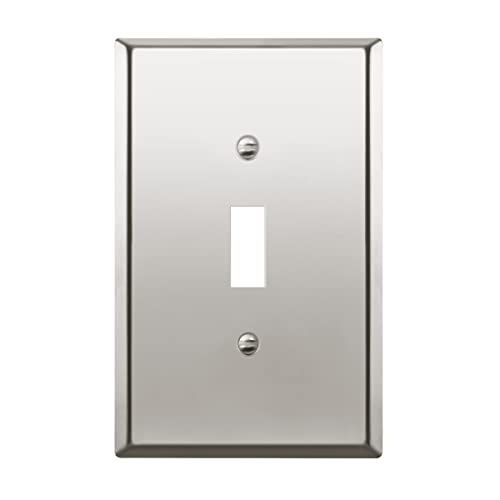 Image of ENERLITES Toggle Light Switch Metal Wall Plate, Stainless Steel Switch Cover, Corrosion Resistant, Mid-Size 1-Gang 4.88 inch x 3.11 inch, Stainless Steel 201, 7711M-PC, Polished Chrome