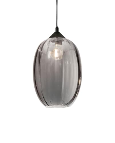 Suspension en verre soufflé fumé E27 moderne Ø250mm