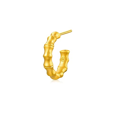 CHOW SANG SANG Cultural Blessing 999 24K Solid Gold Bamboo Single Stud Earring for Women 92241E (Sold Single Not Pair) - Main Image