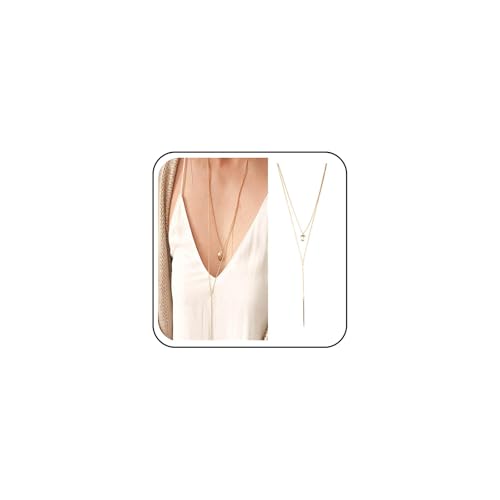 Bohemia Layered Bar Coin Necklace Gold Vertical Bar Y Lariat Necklace Long Disc Pendant Necklace Chain Circle Necklace Jewelry for Women - Main Image
