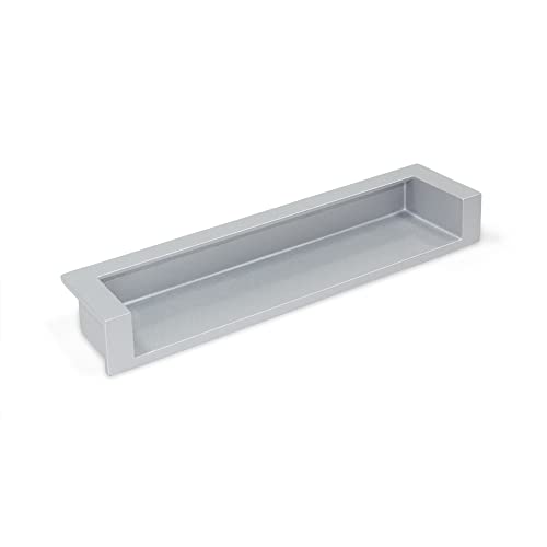 Emuca - Modena Furniture Handle, 128 mm (5 inch) Interaxis, L 137mm (5,4 inch), Silver Painted, Zamak, 10 ut