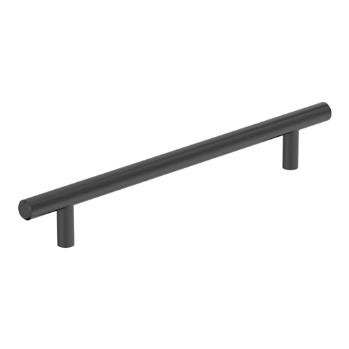 Image of Amerock 7 inch Bar Pulls Black Bronze Drawer Pull | 7 inch (178mm) Center-to-Center Mounting Distance and 9-3 /8 inches Overall Length, Durable Carbon Steel Cabinet Hardware