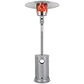 Hykolity 50,000 BTU Propane Patio Heater, Stainless Steel Burner, Triple Protection System, Wheels, Outdoor Heaters for Patio, Garden, Commercial and Residential, Silver