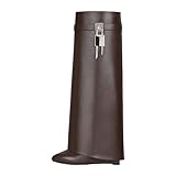 keleimusi Fold Over Wedge Boots Heeled PadLock Pant...