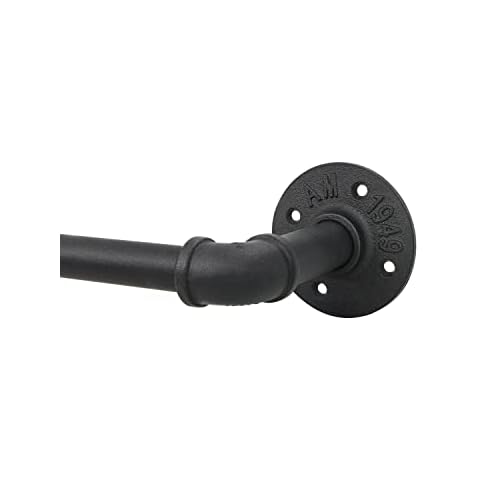 Vailge Industrial Curtain Rod Black Curtain Rod for Windows 167-304 cm Extendable for Blackout Curtains Curtain Rod Adjustable Decorative with Caps Cover