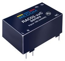 RECOM POWERRAC03-05SC AC/DC PCB Mount Power Supply, Class II, Fixed, 80 V, 264 V, 3 W, 5 V, 600 mA (1 piece)