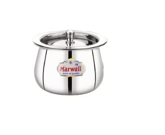 Image of Stainless Steel Handi with Lid for Serving and Storage of Ghee /Dhai /Milk etc. (600ml)