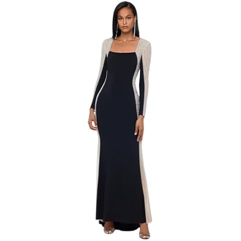 Xscape Women's Long Sleeve Beaded Gown Cover