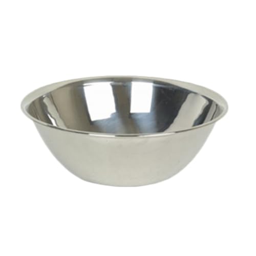 SLMB008 Mixing Bowl, 16 Quart Capacity, Flat Base, Curved Lip, Economy Stainless Steel, Mirror Finish