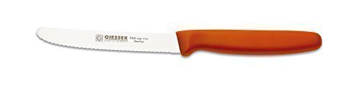 Giesser Coltelli 5x Coltelli multiuso 11 cm lunghezza lama con taglio ondulato Nero/Azzurro/Limone/Arancione/Rosa - Coltelli professionali Made in Germany