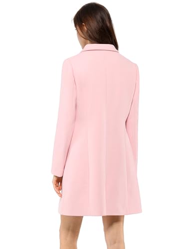 Allegra K Damen Wollmantel Revers Knopfleiste Wintercoat Mantel Rosa XL