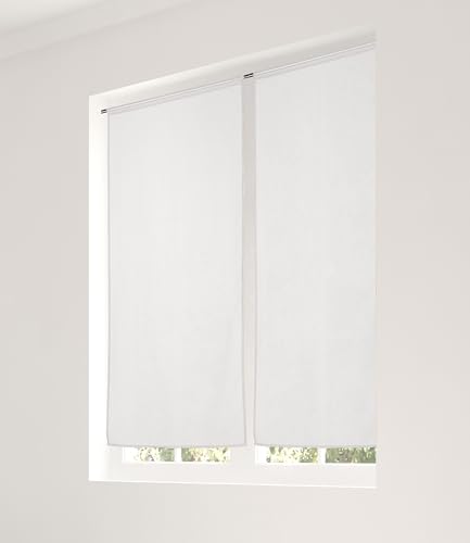 LINDER Voilage Paire de Vitrage - Passe Tringle - Blanc Azuré - 45x120cm - 100% Polyester - Certifié Oeko -TEX - Tissé et Teint en France - Collection...