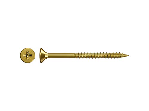 fischer Chipboard Screw FSPII 5.0 x 45 Countersunk Head Yellow-Galvanised Partial Thread Phillips PZ, pozi, 5,0x45