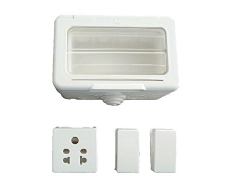 Epic c&s electric Polyvinyl Chloride Type I 4 Module Waterproof Gang Box with 2 Button & 1 Socket - 6Amp (White)