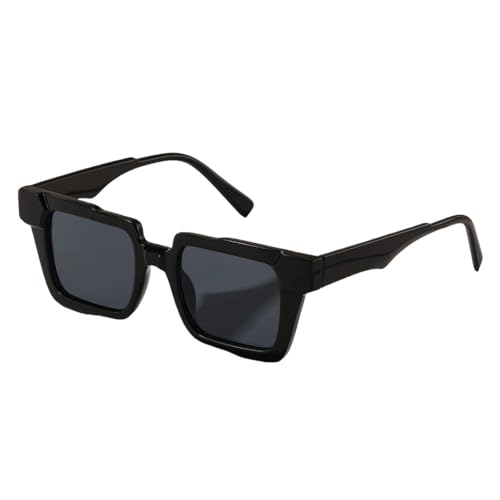 Lunettes de soleil carrées unisexes en plastique noir avec protection UV