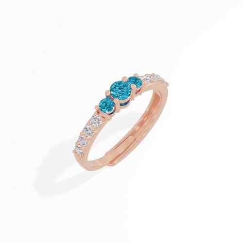 Image of U ARE 925 Sterling Silver 18K Gold and Rose Gold Plated Sparkling Three-Stone Ring | Gift for Women and Girls | With Certificate of Authenticity and 925 Stamp