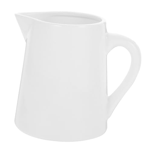 OFFSCH Serving Pitcher Milk Frother White Ceramic Creamer and Sugar Pourer for Hot Drinks